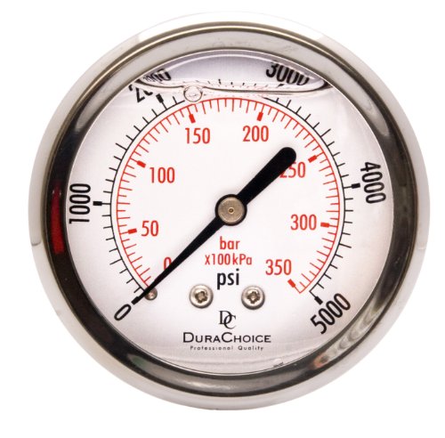 2-1/2" Oil Filled Pressure Gauge, Stainless Case, 1/4" NPT, 0-5,000 PSI - size: [0-5,000 PSI]