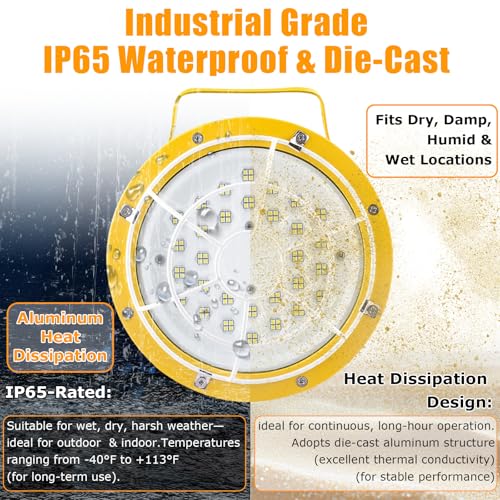 LED Loading Dock Light with 43" Adjustable Swing Arm, 30W/50W Selectable, 5500LM 3CCT (3000K/4000K/5000K), IP65 Waterproof, 360° Rotatable Work Light for Warehouse, Trailer, Garage, 100–277V ETL