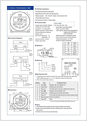 Digital Programmable Timer Control Power Timer 12V LCD Display Relay Switch Electric On Off Timer 2PCS - size: 12V