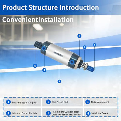 CG WEITENG Pneumatic Mini Pneumatic Cylinder MAL Single Rod Aluminum Double Acting Pneumatic Cylinder 32mm Bore 25mm Stroke(MAL32x25) - color: MAL-32 mm, size: 25 mm
