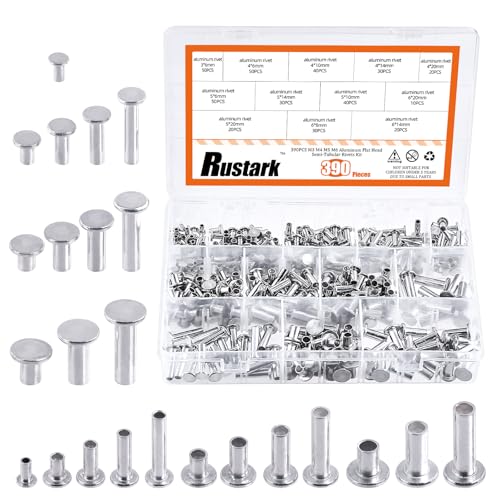 Round Flat Head Rivet Nuts Stud Rivet Semi-Tubular Silver Tone for Household Automobile Industry (M3 M4 M5 M6)