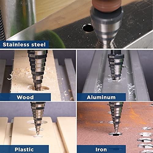 M2 HSS Step Drill Bit Unibit, 1/4"-1-3/8", Metal Wood Plastic - size: 1/4" to 1-3/8"
