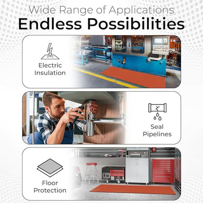 Exactly Rubber - Commercial Grade Silicone Sheet, 60A Durometer Silicone Mat, -80 to 450°F Temperature Resistant Rubber Mat, Rubber Sheet with 350% Elongation, Made in The USA, 1/16 x 9" x 12", Red - color: Red, size: 1/16 x 9 x 12
