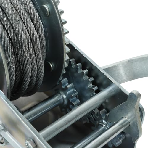 BLACKHORSE-RACING 3500 lbs Hand Winch with 33FT Cable, Hardened Steel 2 Gear Manual Crank Winch for ATV RV Boat Trailer Truck Marine Winch Heavy Duty Hand Crank Winch with Hook (Pack of 2) - size: 3500lbs (Pack of 2)