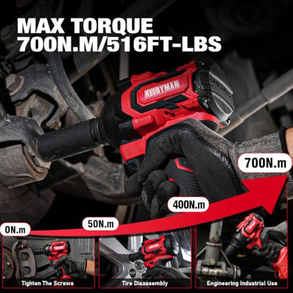 Alloyman 20V 1/2 "Cordless Brushless Impact Wrench& 3/8'' Ratchet Combo Kit