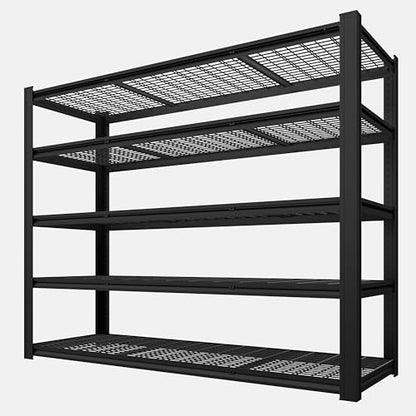 Extra Large 84" Hx 62.12" Widex 24" D Adjustable Industrial Metal/Steel 6-Shelf-Storage-Rack Heave Duty Utility Tall Garage/Warehouse Shelving Shelves Unit/System for Bin/Shed, Black - size: Grid-5T-83.8"H×62"W×23.6"D