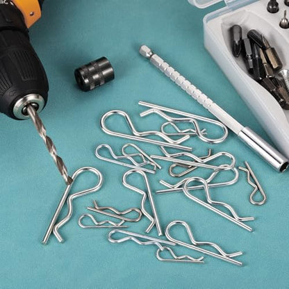 uxcell 1.5 mm x 28 mm Cotter Pins Spring Fastener, Hitch Pins Retaining Pin R Clip Hairpin Carbon Steel Silver Tone 20 Pcs - size: 1.5mm x 28mm