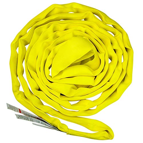 VULCAN Round Sling - Medium Duty - 10 Foot - Yellow - Safe Working Load of 8,400 Lbs. (V) - 6,700 Lbs. (C) and 16,800 Lbs. (B) - size: Yellow - 10 Foot