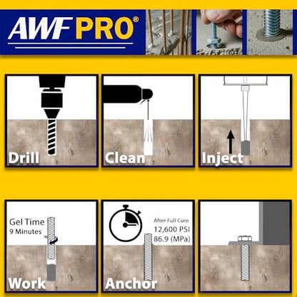 AWF PRO Rapid Set Concrete Anchoring Epoxy Adhesive, 600 mL