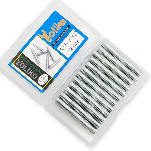 12pcs Silver Zinc Fully All Threaded Rod Carbon Steel Long Thread Screw 5/16x2 for Furniture Garden Railing Mounting Assembly Fastening Steel Frame Connection Full Thread Rod for Furniture - size: Silver-Zinc 5/16x2 Inch-12P