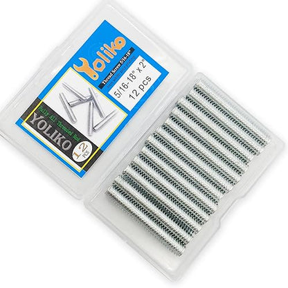 12pcs Silver Zinc Fully All Threaded Rod Carbon Steel Long Thread Screw 5/16x2 for Furniture Garden Railing Mounting Assembly Fastening Steel Frame Connection Full Thread Rod for Furniture - size: Silver-Zinc 5/16x2 Inch-12P