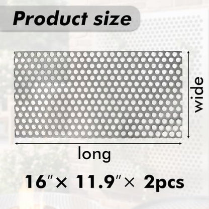 Perforated Stainless Steel Sheet, 0.2" Aperture (About 1/5",5mm), 304 Stainless Steel Mesh Panel, Flue Ventilation, Filtration, Speaker Grille(2pcs 16'' x 11.9'' Rectangle) - color: 2pcs 16'' x 11.9'' Rectangle