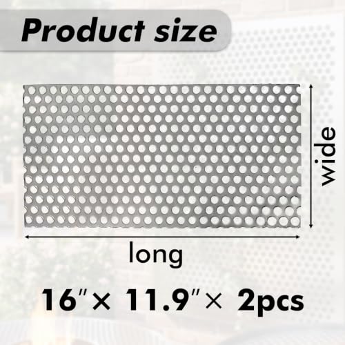 Perforated Stainless Steel Sheet, 0.2" Aperture (About 1/5",5mm), 304 Stainless Steel Mesh Panel, Flue Ventilation, Filtration, Speaker Grille(2pcs 16'' x 11.9'' Rectangle) - color: 2pcs 16'' x 11.9'' Rectangle