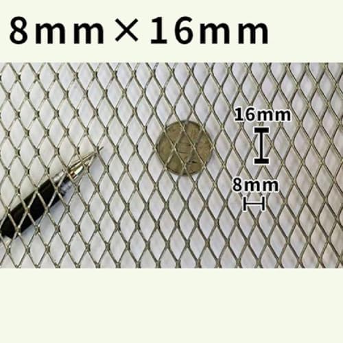 304 Stainless Steel Expanded Metal Mesh Sheet (Mesh8x16mm Size16"X40"), Diamond Mesh Screen for Vent, Rodent Proof Dryer Vent Cover, Pet Screen, Animal Cage Metal Netting