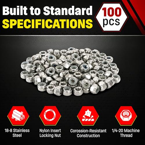 Chenango Supply 1/4-20 Stainless Nylon Insert Lock Nuts