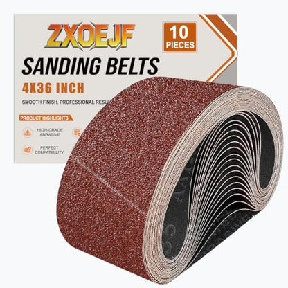 4 x 36 Inch Sanding Belts, 10 Pcs 100 Grits Sander Paper - color: 100 Grit