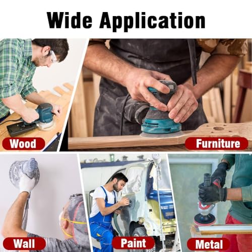 100PCS 5 Inch 8-Hole Sanding Discs, Hook and Loop Sandpaper Sanding Pad Set - style: 100pcs 40-600 Grit Sandpapers