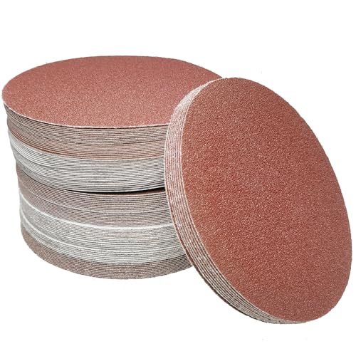 Tonmp 100 PCS 6 Inch No Hole Hook and Loop Sanding Disc Set- 60 80 120 240 400 Grit Sandpaper, 6" Aluminum Oxide Sander Paper for Random Orbit Sanders
