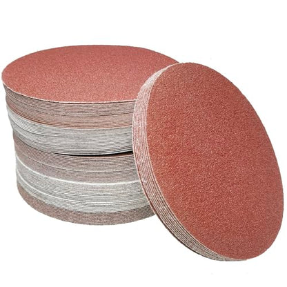 Tonmp 100 PCS 6 Inch No Hole Hook and Loop Sanding Disc Set- 60 80 120 240 400 Grit Sandpaper, 6" Aluminum Oxide Sander Paper for Random Orbit Sanders