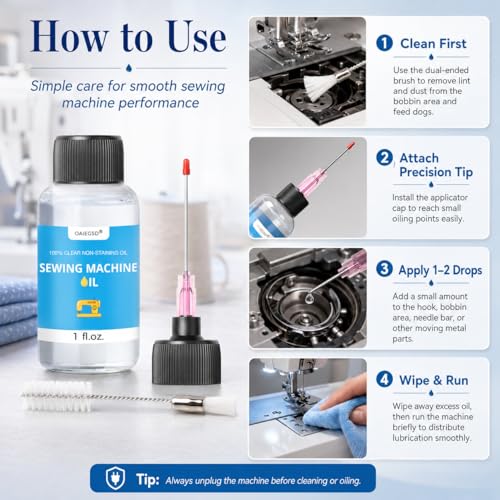 1oz Fine Light Sewing Machine Oil Cleaning Kit w/ 1.5" Needle Tip & Brush - size: 1oz
