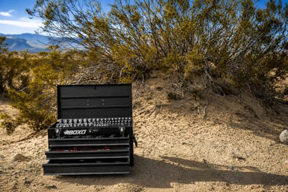 Boxo USA 3-Drawer Hand Carry Toolbox – Heavy Duty 20-Gauge Steel Portable Tool Box with Ball Bearing Drawers, Dual Key & Combination Lock, Powder-Coated Finish (Black) - color: Black