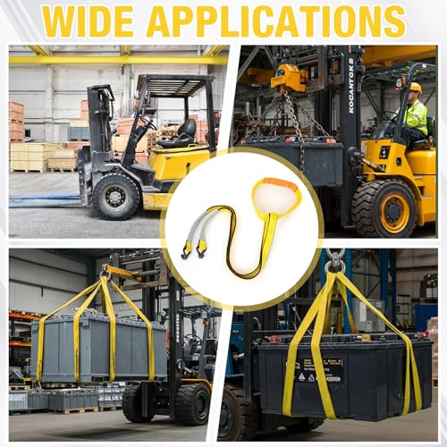 2 Inch x 5 ft Industrial Forklift Battery Lifting Carrying Sling Battery Carrier Lifter Strap with Hook 12 Inch Lift Round Ring with Protector Pad Heavy Duty for Industry Factory