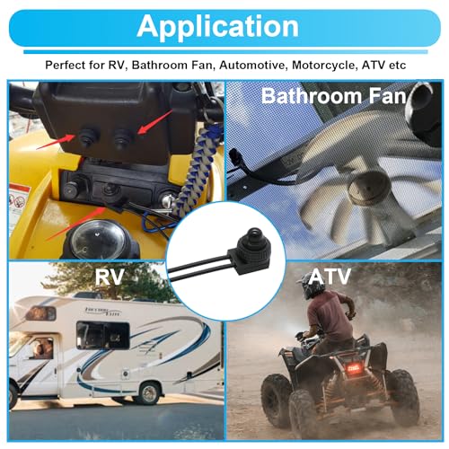 TWTADE 5PCS Waterproof RV Push Button Switch 12V ON/Off SPST Switch for Motorcycle/Auto Car Bathroom Fan with 4.5''Lines KP-107-5PCS - size: 5PCS