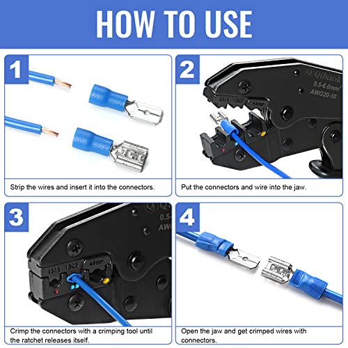 Qibaok 840PCS Electrical Wire Connectors, Insulated Wire Crimp Terminals, Mixed Butt Ring Fork Spade Bullet Quick Disconnect Assortment Kit