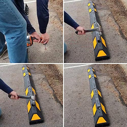 SmartSign Rebar Spikes - Pack of 40, Length 14", Diameter 1/2", Heavy Duty Metal Rebar Stakes for 6ft Parking Curbs/Wheel Stop/Speed Bump, Silver - color: 7. Rebar Spikes-Pack of 40