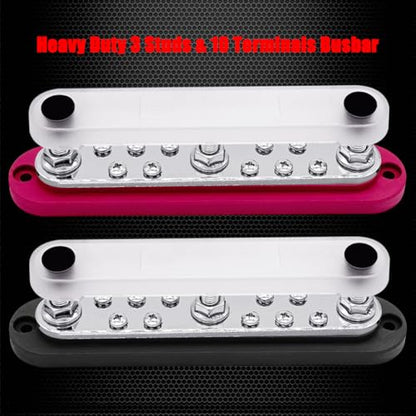 Ampper 3 x M8 Posts Power Distribution Block BusBar 10 M4 Screws, 7" R & B - color: Red & Black, size: 3M8+10M4