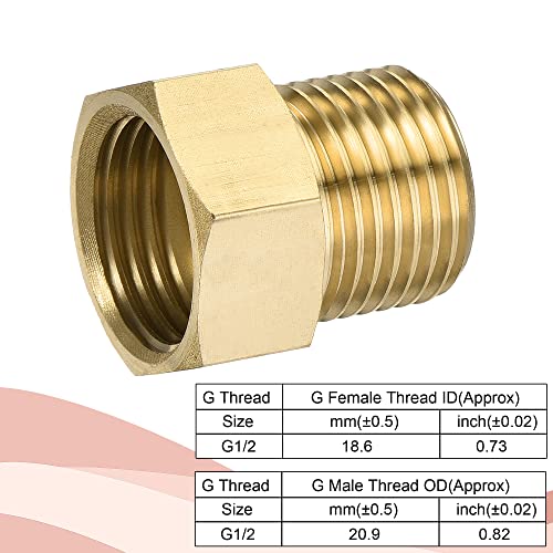MECCANIXITY Brass Check Valve, G1/2 Male Female Thread 24x27mm Inward Flow Non-Return One Way Backflow Prevention for Water Petrol Fuel Line - size: G1/2