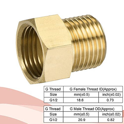 MECCANIXITY Brass Check Valve, G1/2 Male Female Thread 24x27mm Inward Flow Non-Return One Way Backflow Prevention for Water Petrol Fuel Line - size: G1/2