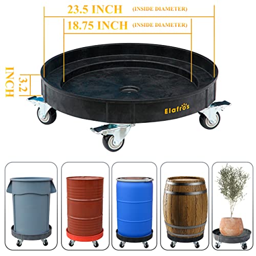 ELAFROS Heavy Duty Plastic Drum Dolly with Brake, 30/55 Gallon, 900lb Black - color: Black, size: 1 Pack With Brake