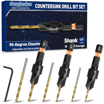 shengbenhao #4#6#8 Countersink Drill Bit Set for Wood 7Pcs Adjustable - style: #4#6#8