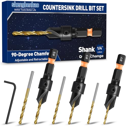 shengbenhao #4#6#8 Countersink Drill Bit Set for Wood 7Pcs Adjustable - style: #4#6#8