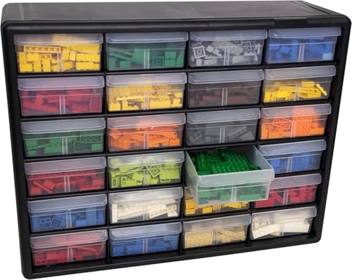 Akro-Mils 24-Drawer Plastic Storage Cabinet, 20" W x 6" D x 16" H, Black - color: Black, size: 24 Drawer, style: 1 Pack