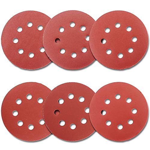 60Pcs Sanding Discs 5 Inch 8 Holes, 1000/800/600/400/320/240 Grit Sandpaper for Random Orbital Sander - size: 240-1000