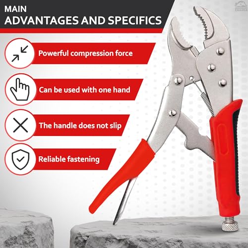 Vice Grips Pliers, 8 In, Adjustable, Alloy Steel Curved Jaw, Strong Locking