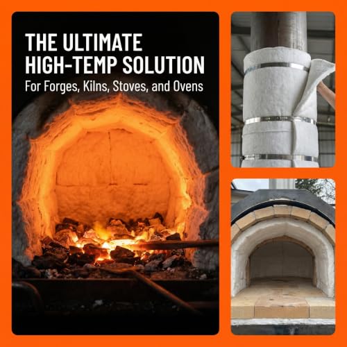 2 Pcs Ceramic Fiber Insulation Blanket 65"x24"x1.18", 2700°F Fireproof - color: 65'' x24'' x1.18'' /2 Piece