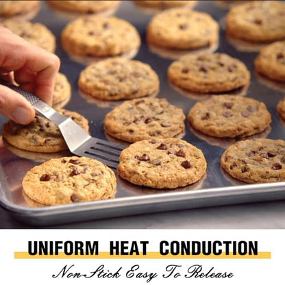 Commercial Quality Baking Sheet Pan Set, Natural Aluminum Cookie Sheet, Umite Chef Warp Resistant Baker's Half Sheet Pan, Large Thick Cookie Tray Pans for Baking, Roasting(2 Pack, 18X13In) - size: 18x13in