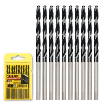 1/8 Inch Cobalt Drill Bit 10PCS | High Speed Steel | Drill Bit for Stainless Steel and Hardened Metal | HSS M35 Titanium Aluminum Nitride Coating - size: 1/8 Inch