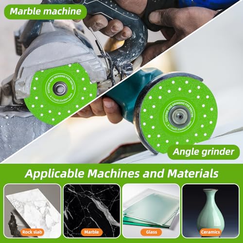 4PCS 4-1/2 Inch Diamond Saw Blades - Ceramic, Glass, Rock & Tile Cutting Disc for Angle Grinder, Industrial Strength Diamond Blade Set