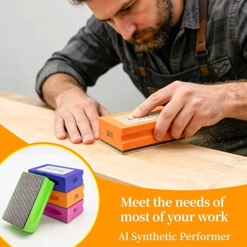 Diamond Hand Polishing Pads,400 Grit Diamond Sanding Pads with Foam Backing Tile Tools Polishing Pad Sanding Block Polishing forGlass Wood Ceramic Marble Metal 1pcs - color: purple
