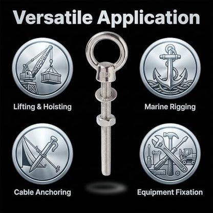 Heavy Duty 316 Stainless Steel Shoulder Eye Bolts 4 Pack, Marine Grade Threaded Eyebolts with Nuts and Washers for Lifting and Hanging (5/16“ x 3-1/8" (M8X80mm)) - size: 5/16“ x 3-1/8" (M8X80mm)