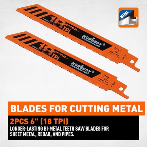 HORUSDY 10-Piece Reciprocating Saw Blades Set - Professional Sawzall Blades for Wood, Metal, Drywall & Plastic - High Carbon Steel Pruning Saw Blades - Compatible with DeWalt, Milwaukee & More - style: 10-Pc Multi-Size (Wood & Metal)