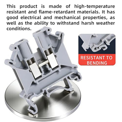 100PCS Gray UK5N Terminal Block DIN Rail Terminal Blocks - Application for 24-10AWG 800V Electrical Cabinets Distribution Box,Solar Power System,PLC Industrial Control Automation Panel DIY CNC RV - color: UK5N Gray Terminal Block