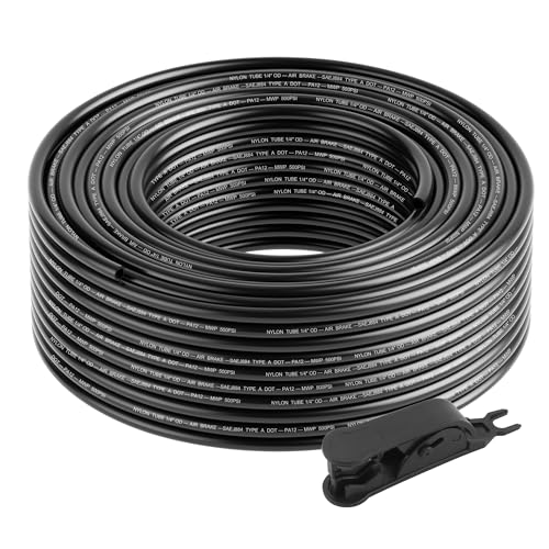 100FT 1/4" DOT Air Line SAE J844 PA12 Nylon Air Hose with Cutter - style: 1/4"OD 100FT