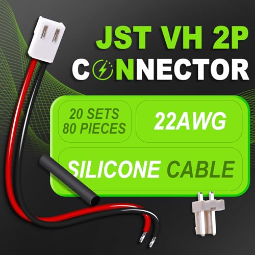20 Sets/80 Pcs JST VH 3.96mm 2 Pin 22AWG Silicone Connector Kit - size: 2-Pin, style: JST-VH