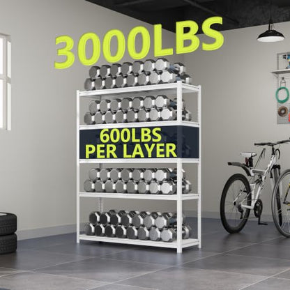 48" W Garage Shelving, 3000lb Heavy Duty Shelving - color: White, size: 48"W x 18''Dx 72"H
