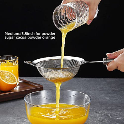 5.51inches 304 Stainless Steel Fine Mesh Strainer Tea Sieve Sifter - color: Silver, size: 5.51 inch
